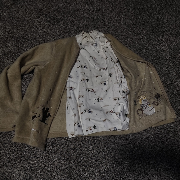 Cowboy Snowmen Fleece Cardigan & Turtleneck Set - Picture 3 of 5